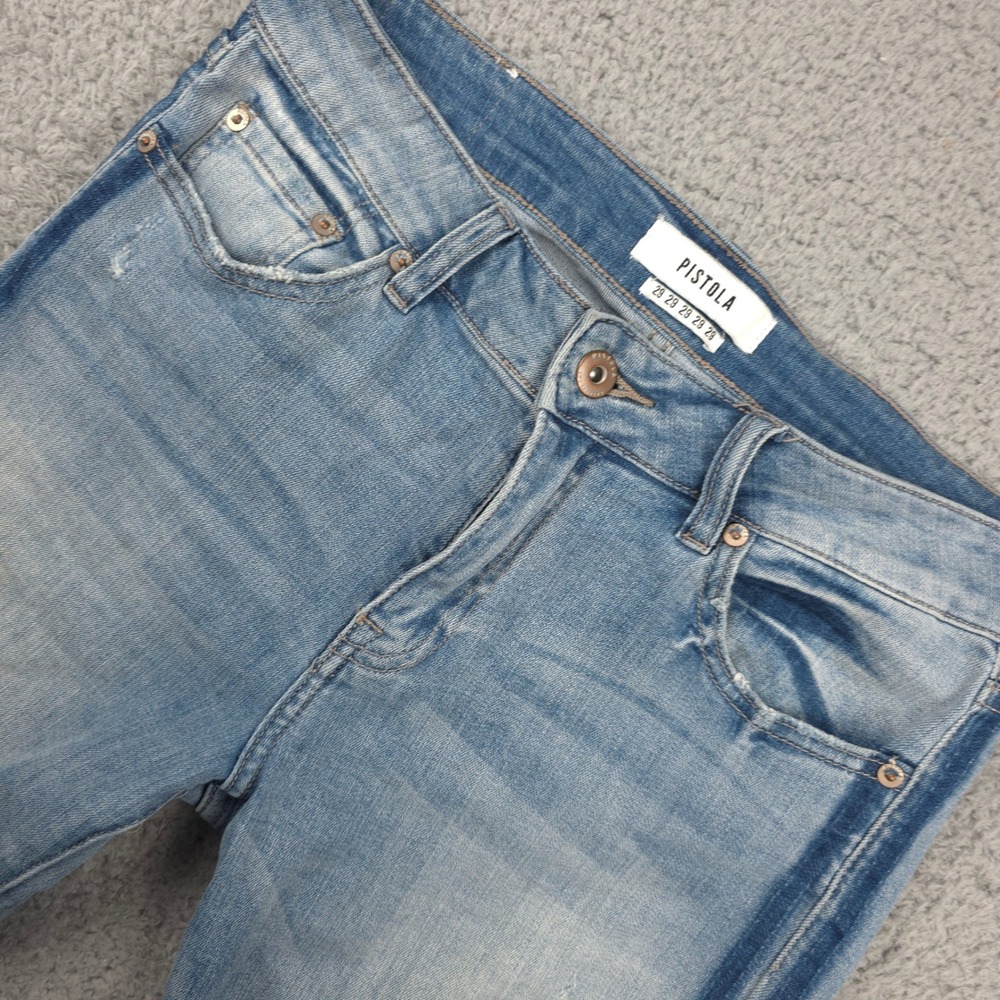 Pistola Denim Jeans Womens Size 29 Light Wash Distressed Raw Hem